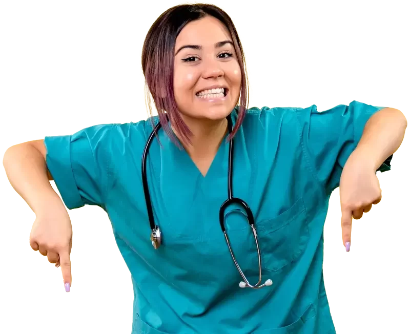 Nurse pointing down